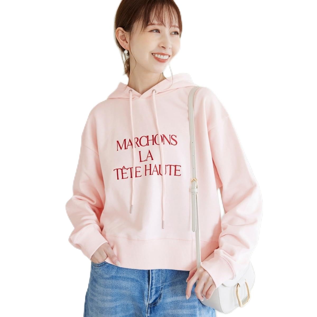 

ROPE PICNIC Embroidered Logo Fleece Hoodie Pink Women s Sweatshirt, (63)
