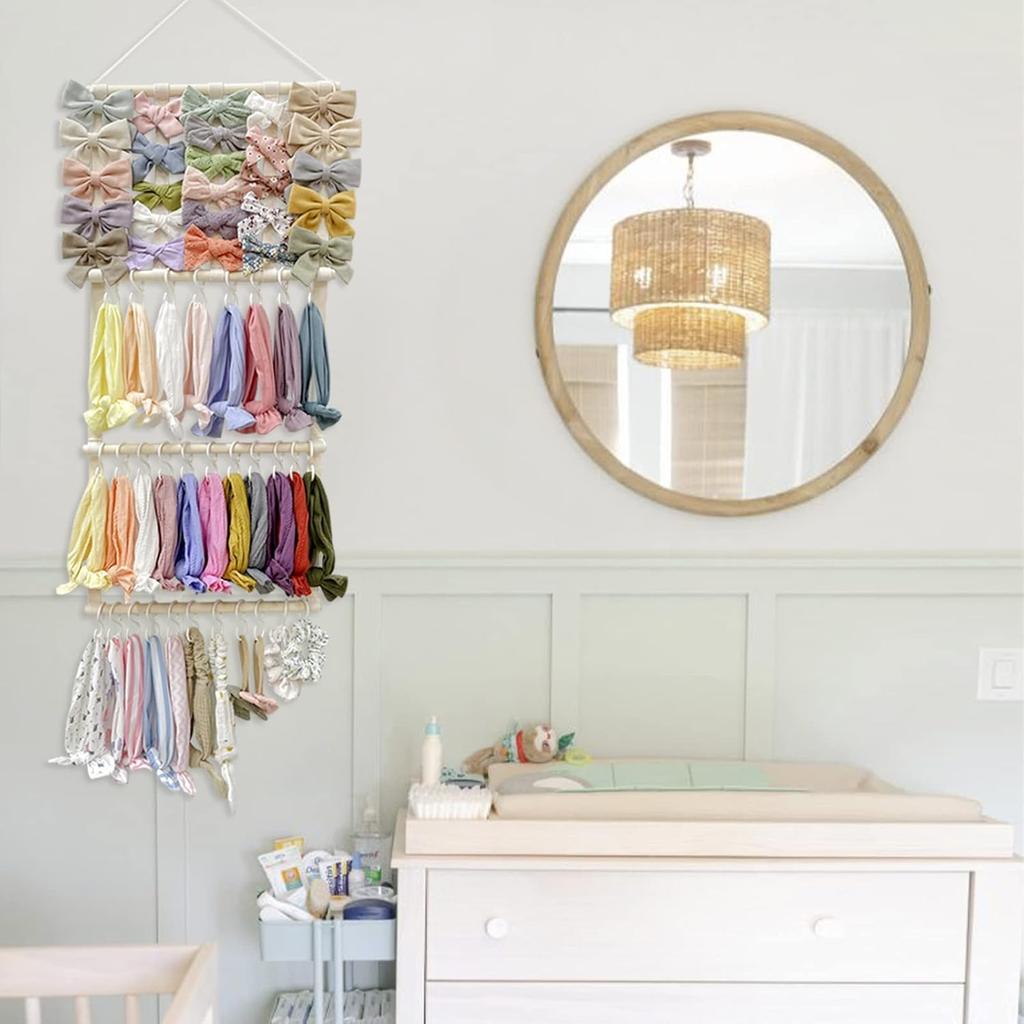 SKTMH Hair Accessory Wall Pocket for Hair Large Hair Hair Birthday Includes 30 Hooks Wall-Mounted Storage, Ties, Stylish, Space-Saving, Capacity,