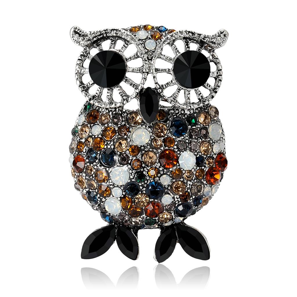 Personalized Retro Owl Brooch Fashion Elegant Rhinestone Bird Pin Clothing Accessories
