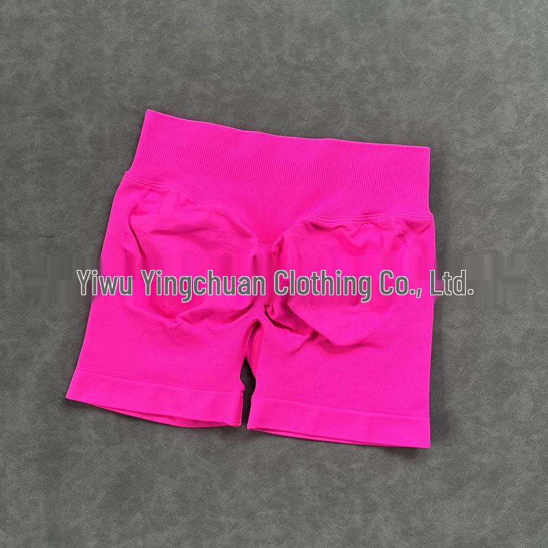 Pantalones Cortos de Yoga DF: 50 Colores, Cintura Original Fruncida de Tres Secciones, Levanta Glúteos, Tiro Bajo, Pantalones de Fitness sin Costuras de Tres Puntos