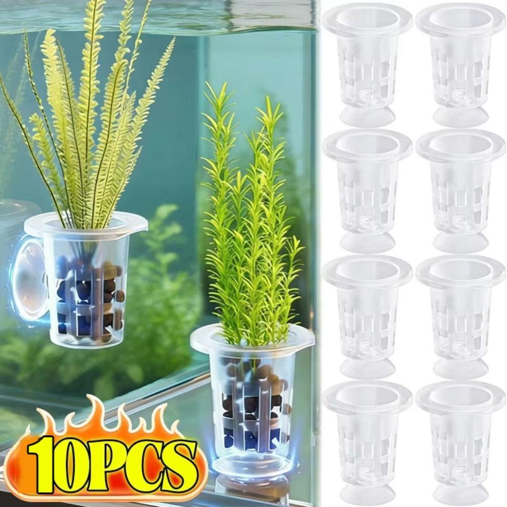 10Pcs Transparent Aquarium Planting Cups  for Freshwater Fish Tank Decoration