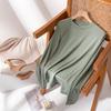 2025 Autumn Slimming Round Neck Silk Wool T-Shirt - Warm, Skin-Friendly, Solid Color