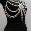 Adjustable Pearls Body Jewelry Body Chain Decoration for Trendy Women Strapless Dresses and Casual Stylish Outfits