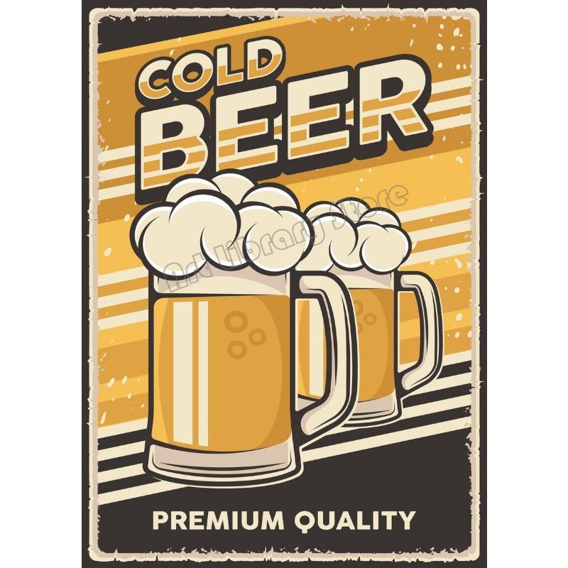 Poster Vintage Bevi Birra Fredda "Tutto Ciò di Cui Hai Bisogno è Birra" Citazioni Pittura su Tela Immagini Wall Art Decorazione per Casa Bar Caffè Club Cucina