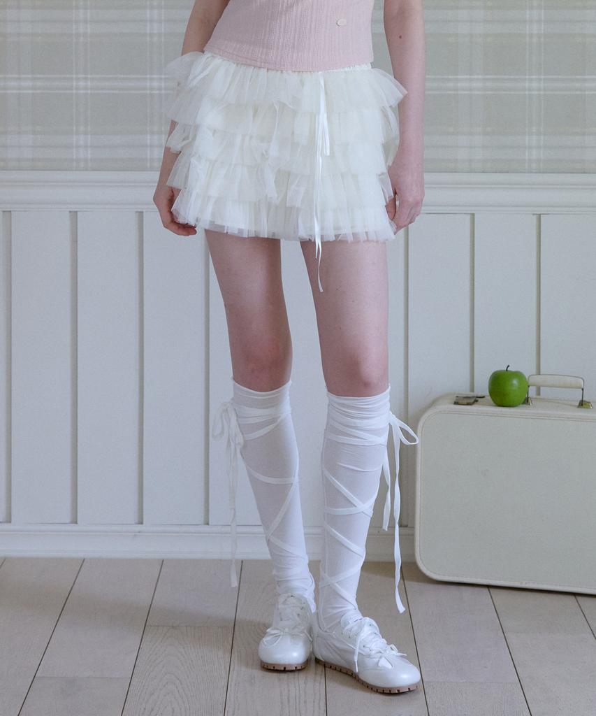 Pink Pineapple Dreamy Lace Tiered Skirt_Ivory