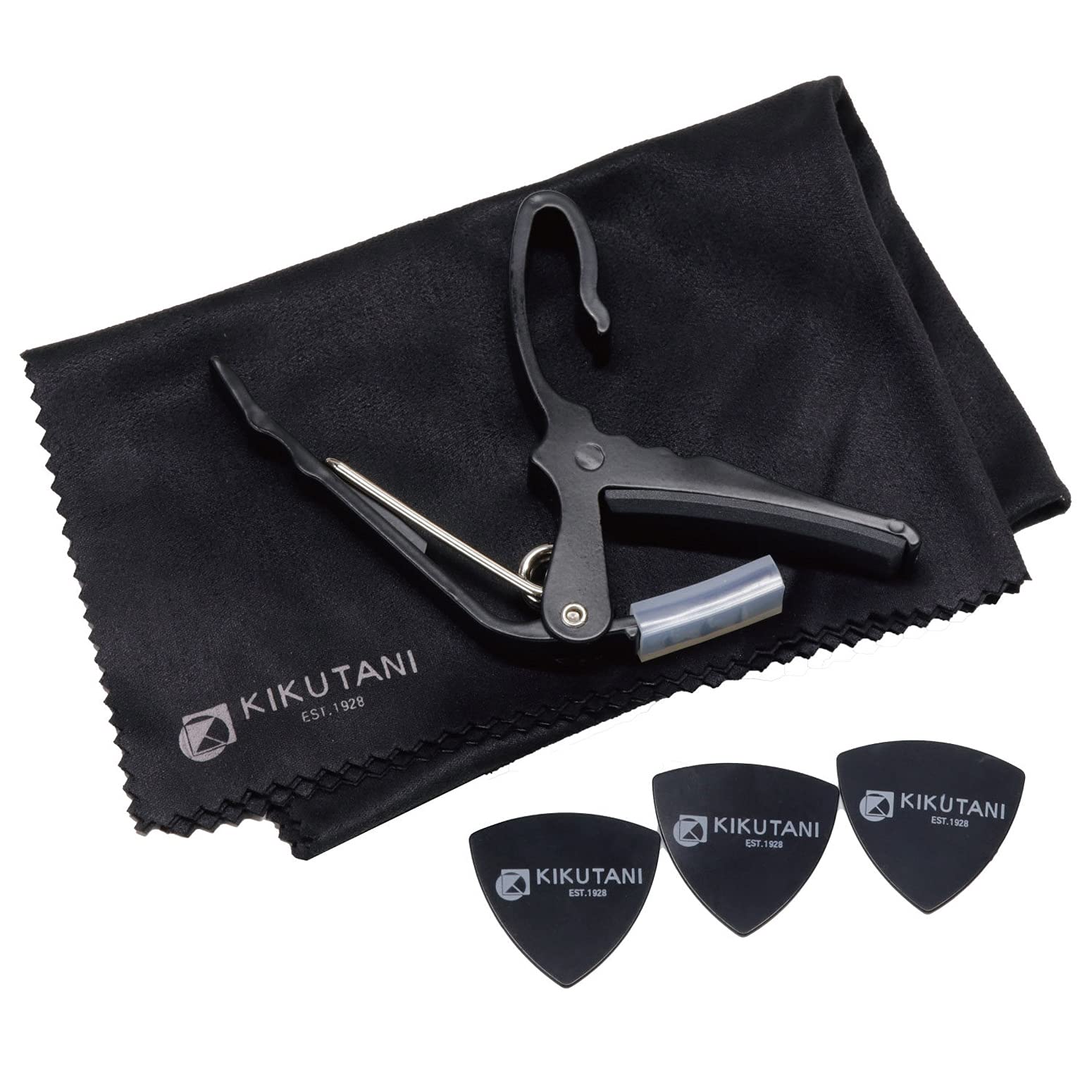 

Kikutani One Touch Guitar Capo Треугольный медиатор 3 предмета Салфетка из микрофибры Набор из 3 предметов Продукт обработан японским черным (M) [Надежная компания] чёрный