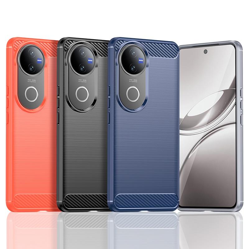 For Vivo V50 Case Cover For Vivo V50 Capas Carbon Fibre Phone Bumper Shockproof Back TPU Soft For Cover Vivo V50 VivoV50 Fundas