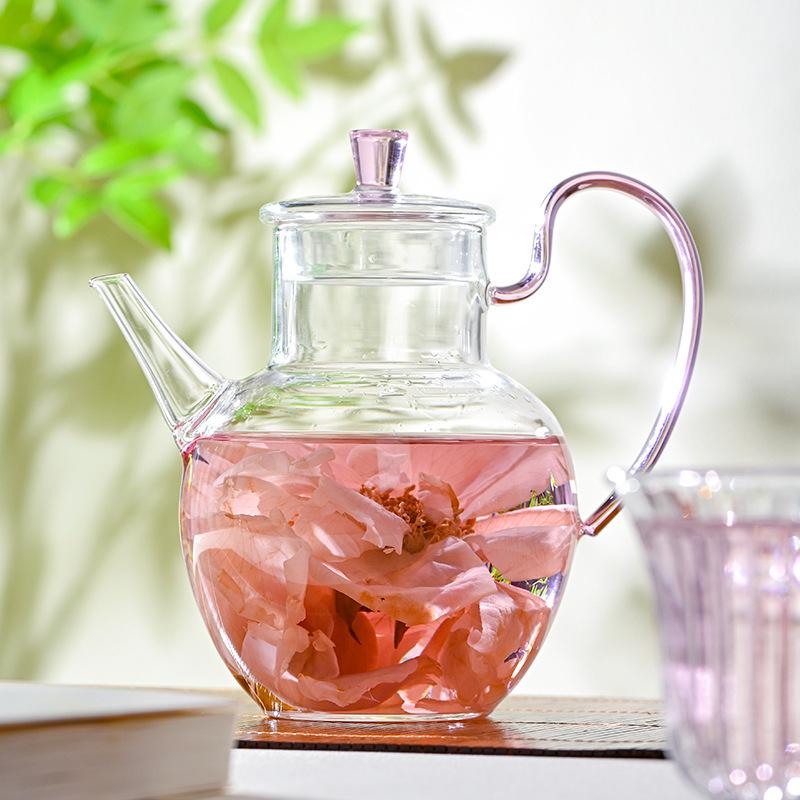Glass Teapot with Heat-Resistant Handle, Tea Separation Set, Small Hand-Held Brewing Pot