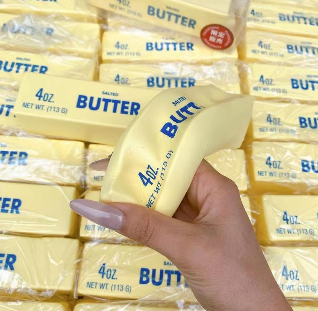 Weicher Slow-Rebound Butterstick Realistisches Silikon Quetsch-Stressabbau-Gadget Schreibtisch Büro Zubehör Lustiges Anti-Angst Geschenk
