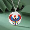 Dawapara Pharaonic Horus Necklace Winged Sun Disk Horus Falcon Necklace Ancient Egyptian Guardian Amulet Stainless Steel Jewelry