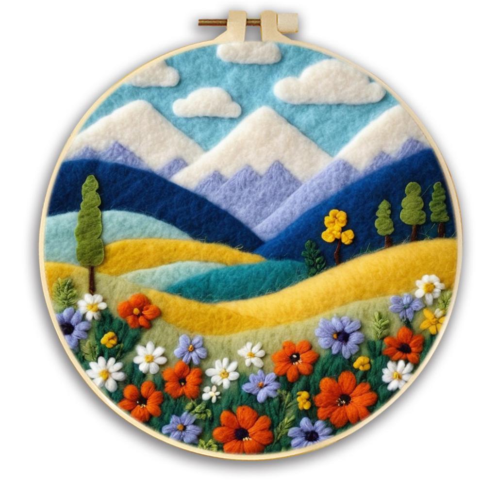 1pc Night Sky and Landscape Embroidery Kit, Felt Painting DIY Gift