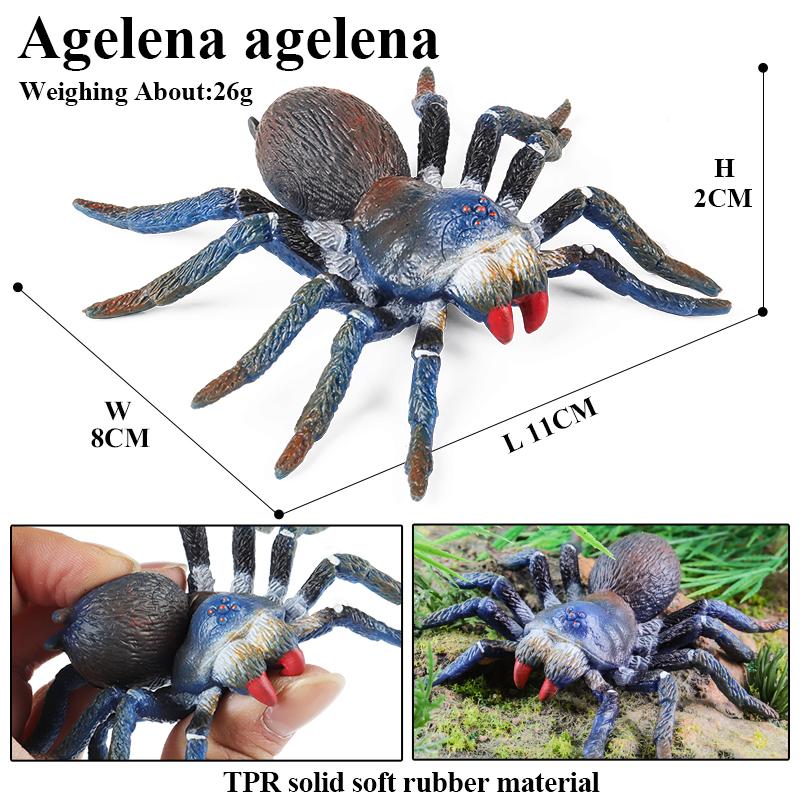 Oenux Wild Insect Animal Model Caterpillar Lizard Spider Gekko Chameleon Action Figures Soft TPR Halloween Trick Toy Kid Gift