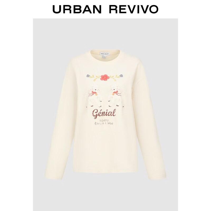 UR 2026 Spring Women s Playful Sheep Print Cotton T-Shirt S