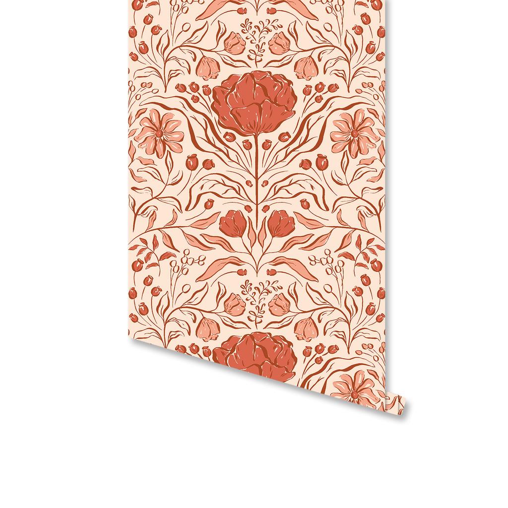 Elegante Blumen Abziehen und Aufkleben Tapete Selbstklebend Abnehmbare Kontaktpapier für Schrank Wohnzimmer Wanddekoration