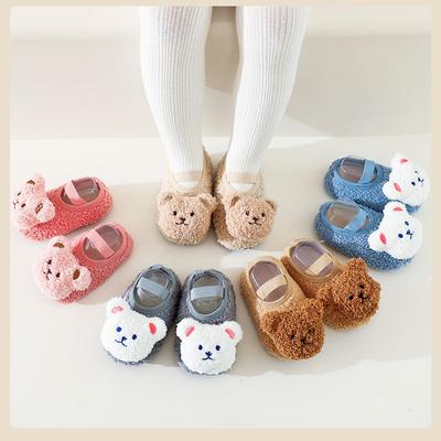 Cartoon Bear Socks Shoes for Newborn Infant Toddler Baby Autumn Winter Thick Warm Floor Socks Plush  Indoor Sox