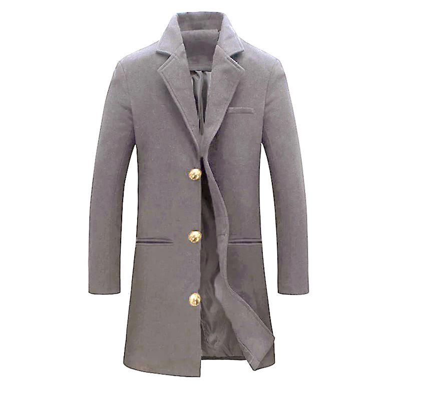 2024 Men's Woolen Mid-length Trench Coat - Multiple Colors & Sizes Available