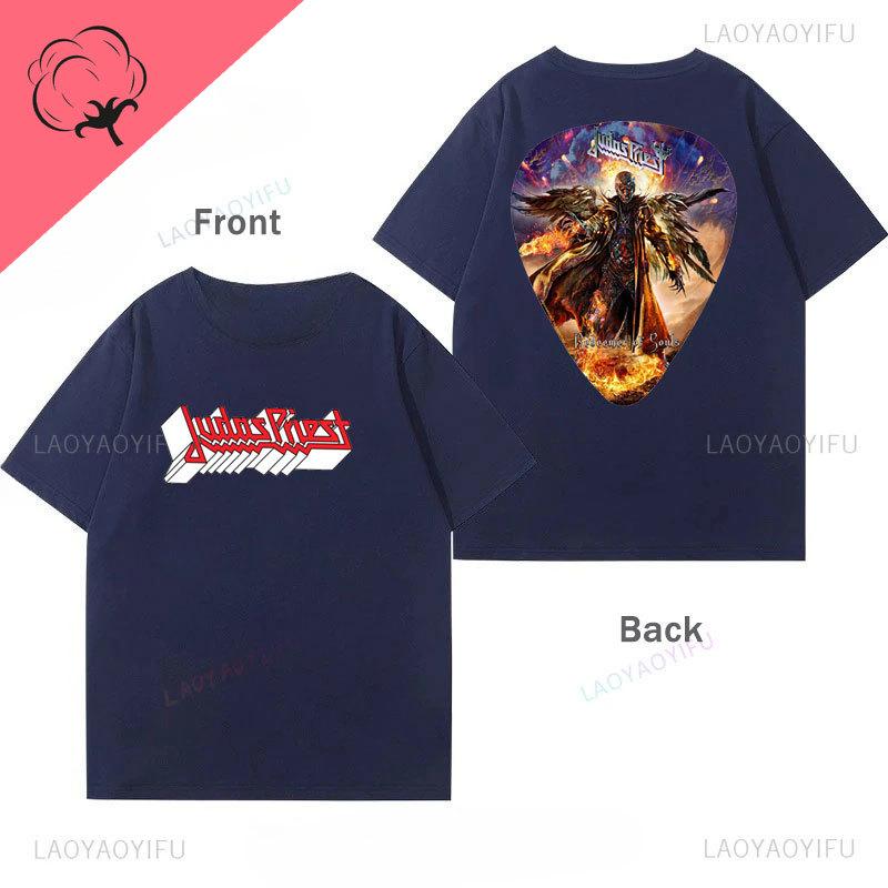 Camiseta Judas Priestr Shirt Heavy Metal Band Rob Halford Goth Clothes Unisex Cotton Crewneck 2Sided Print Tee Camisa Graphic S