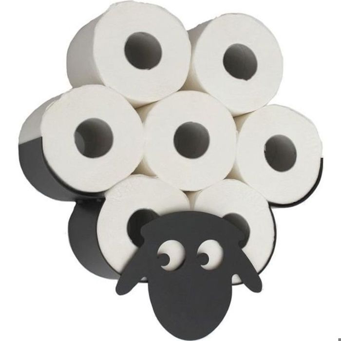 DanDiBo Porte-rouleau de papier toilette mural en forme de mouton en métal Noir