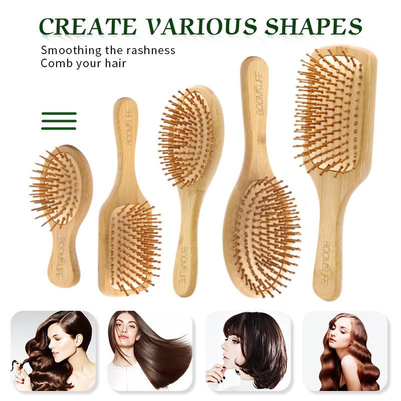 Bamboo Hair Brush Women Styling Hair Comb Hairbrush Wide Teeth Bamboo Combs for Hair Smooth Massage Scalp Brush Barber Comb