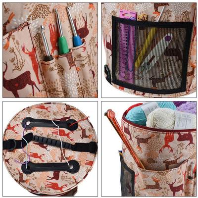 3 Pcs Empty Yarn Bags Knitting Bags Set Large Capacity Yarn Round Storage Bag Organizer Travel Yarn Knitting Working