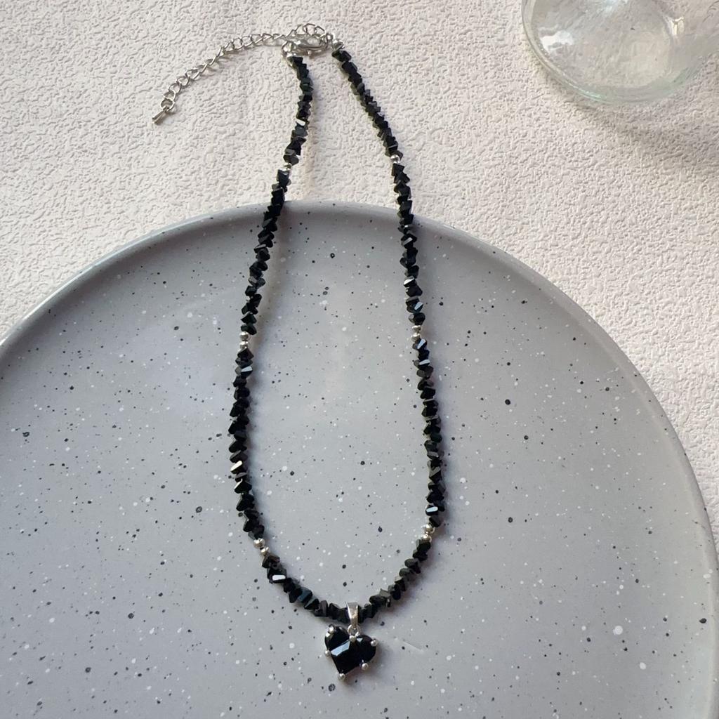 Vintage Zircon Crystal Heart Pendant Geometric Baroque Transparent Crystal Chain Necklace for Women Choker Party Jewelry N478