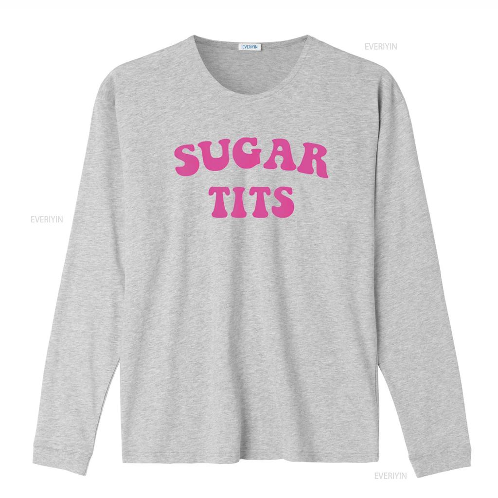 Funny Sugar Tits Saying Sarcastic Apparel Womens T Shirt Black vintage Washed Unisex homme Breathable Stylish graphic Slightly