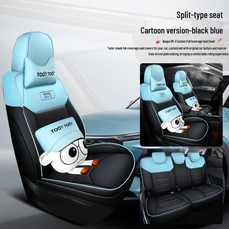 QQG Maßgefertigter Sportsitzbezug aus Leder für Baojun RS-3: Ganzjahres-Kissenpolster