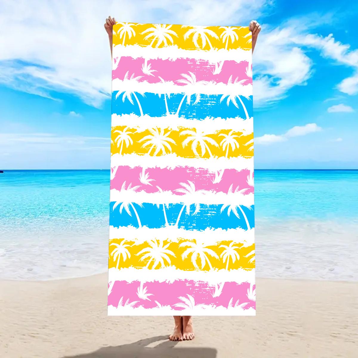 Cute Dolphin Striped Beach Towel Blue Ocean Wave Summer Vacation Swimming Pool Towel Microfiber Quick Dry 50X100cm &1pc