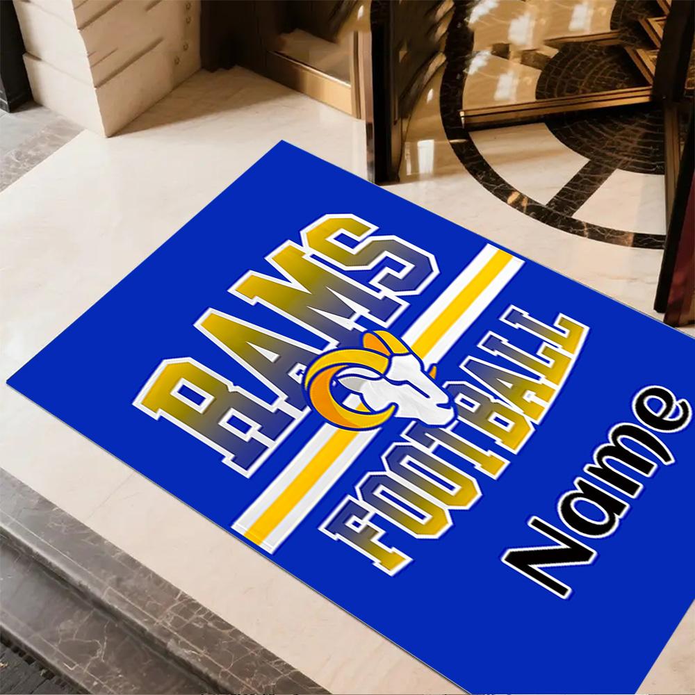 Rams Football Team Spirit Personalized Text Floor Rug Office Rug Perfect for Study Room Bedrooms Decorate Room Entryway Anti-slip Rug