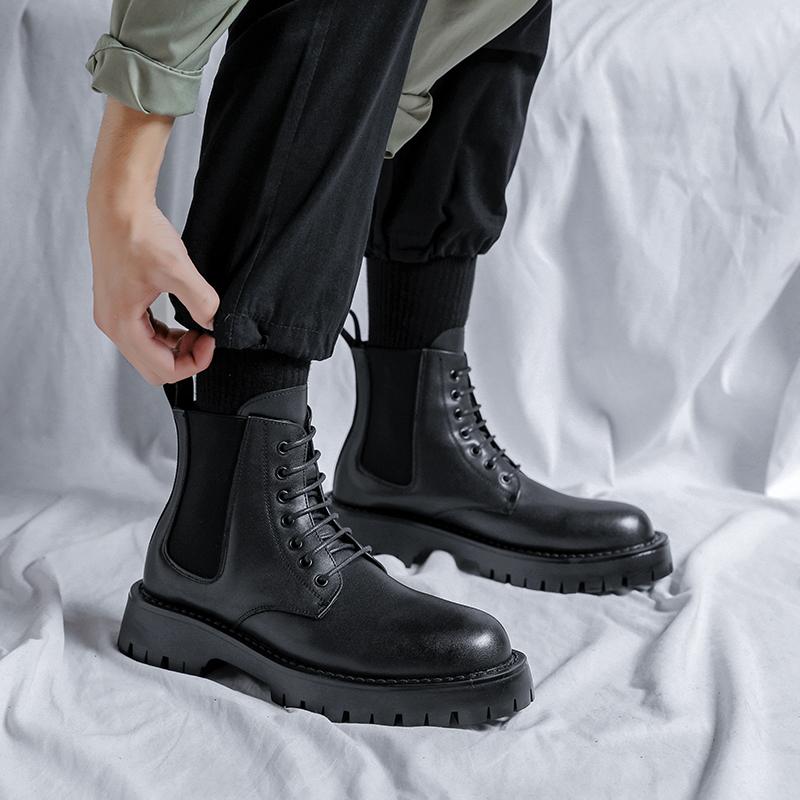 Business Thick Soled Men's Boots Trendy Classic Versatile Styles Leisure and Fashion Party Adult Office Outdoor Motorcycle Shoes