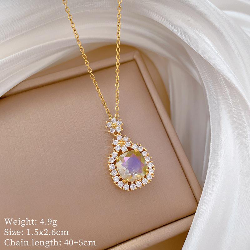 Multi-Element Style Copper Micro-Inlaid Necklace Combination Female Real Gold Electroplated Exquisite Collarbone Chain