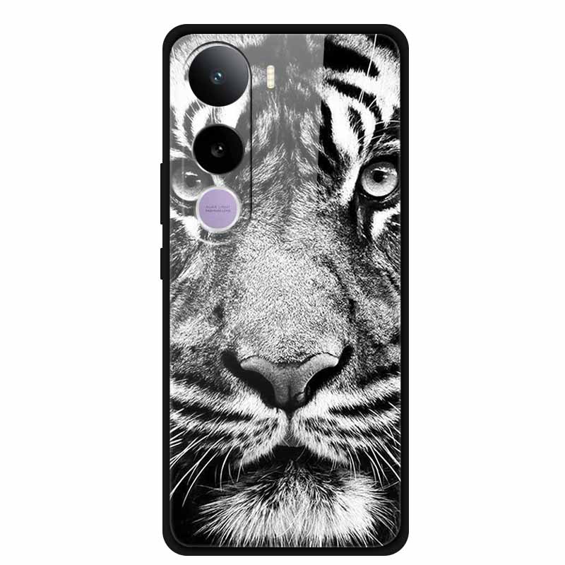 For Vivo Y400 5G Case Y 400 6.67" Animal Wolf Lion Tempered Glass Hard Back Cover For Vivo Y400 2025 Phone Cases Soft Bumper Bag