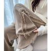 Tassel Knitted Wide Leg Pants for Women in Autumn and Winter Brushed Straight Leg Pants Loose and Slimming Floor Length Pants