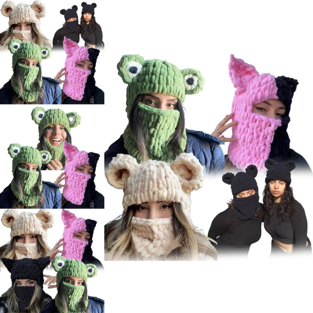 Trendy Oversized Cat Ear Knitted Cap For Adults Soft And Warm Handmade Winter Hat