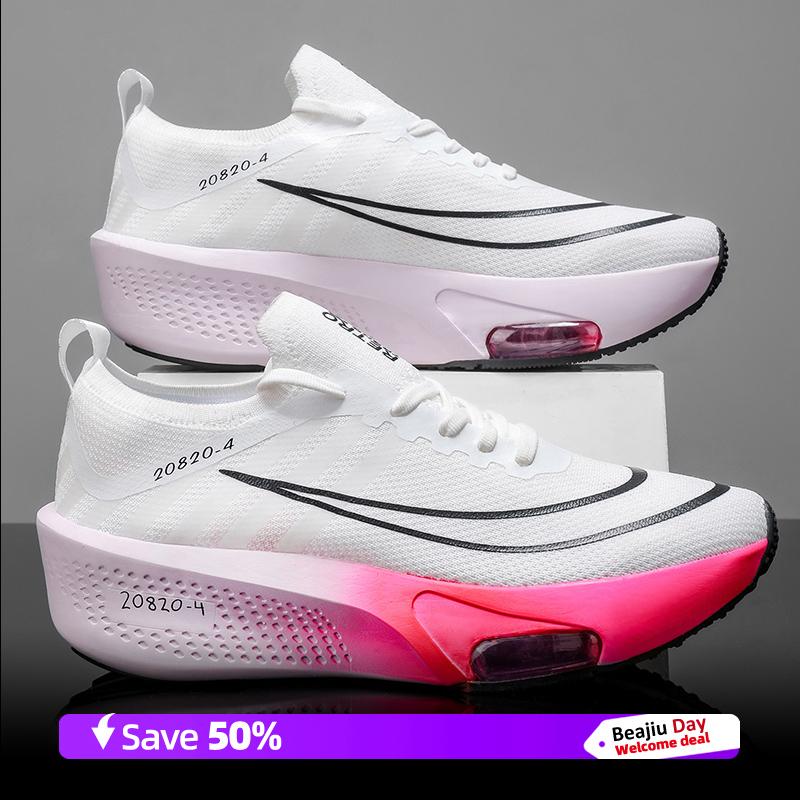 Luchtkussen Mannen Sports Hardloopschoenen Casual Marathon Ademend Lichtgewicht Dames Atletische Antislip Wandel Sneaker 38 white