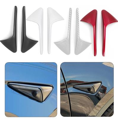 Lot de 2 protections de caméra latérale de voiture pour Tesla Model 3 YSX Highland, accessoires de clignotant, garniture de garde-boue en fibre de carbone ABS