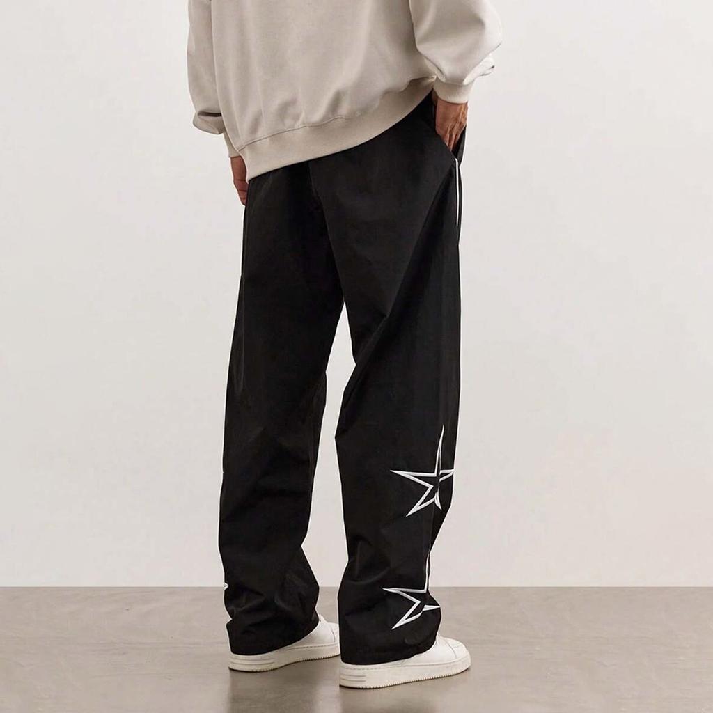Men's Retro Streetwear Embroidered Casual Pants for Spring and Fall