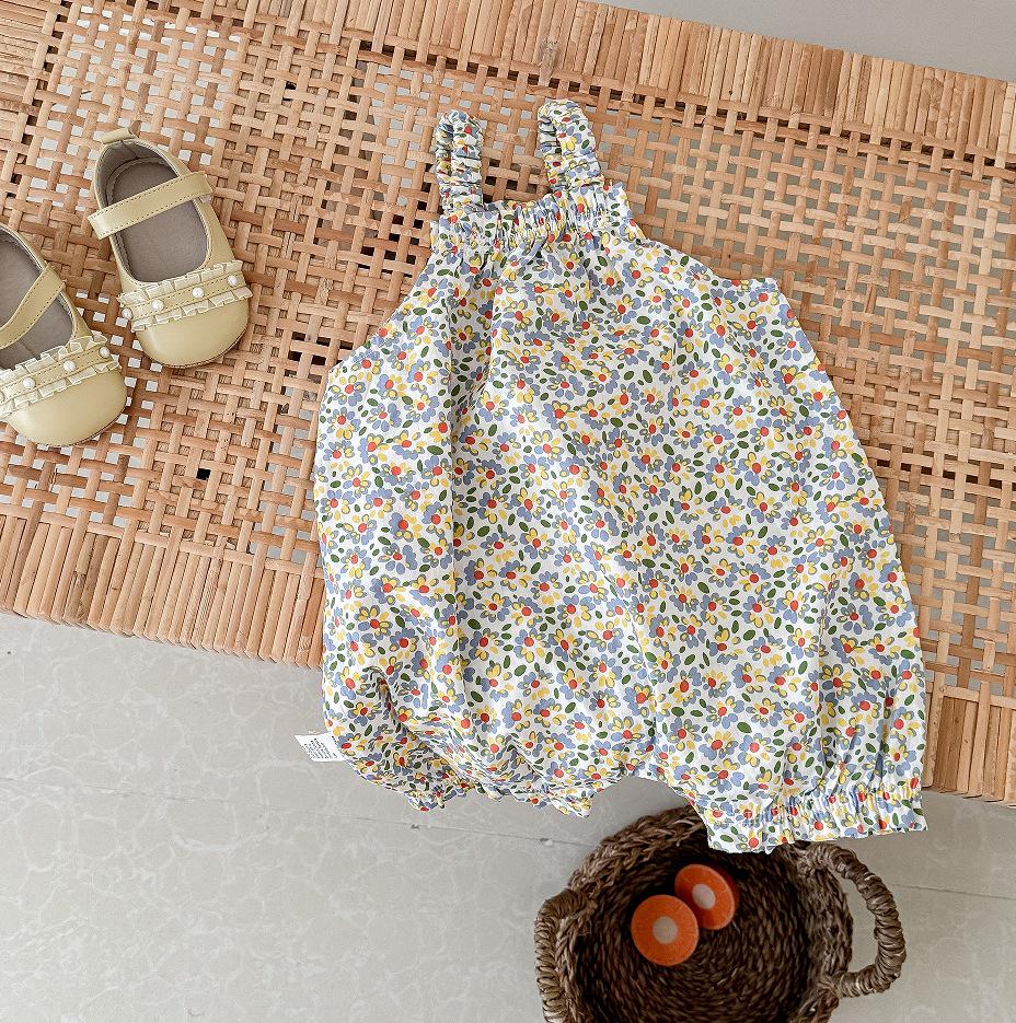 

Корейский летний детский боди с цветочным принтом для девочки - Тонкий боди-обертка для малышей 66cm