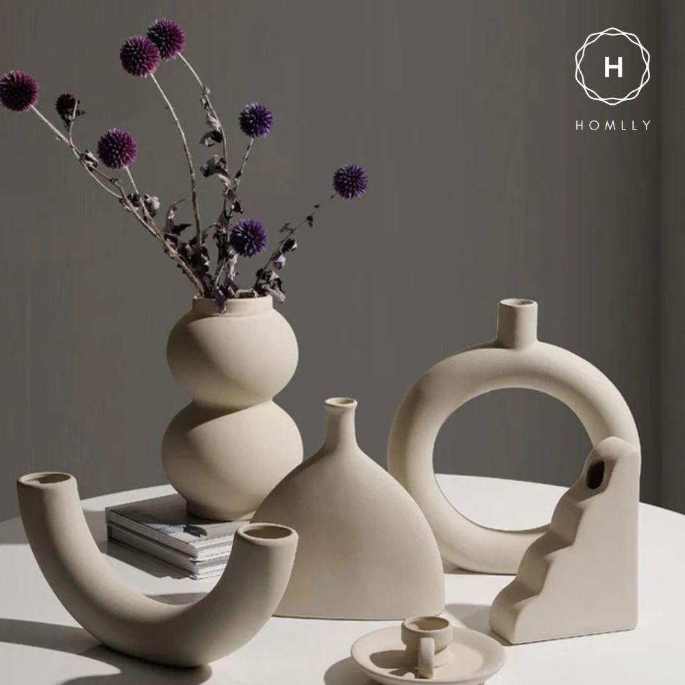 Homlly Plutto Minimalist Boho Geometric Nordic Ceramic Decor Pampas Flower Vase
