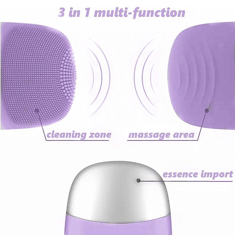 USB Rechargeable Silicone Facial Cleansing Brush Vibrating Facial Massager  Girls Gifts
