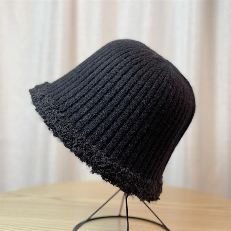 

Женская шерстяная шляпа Осень и Зима Шляпа рыбака Японский стиль Универсальный Корейский стиль Трендовая Теплая Показывающая маленькое лицо Вязаная Панама one sie