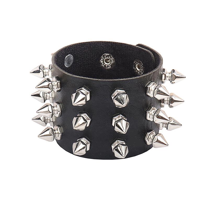 Punk Gothic Style Rivet Spike Leather Bracelet
