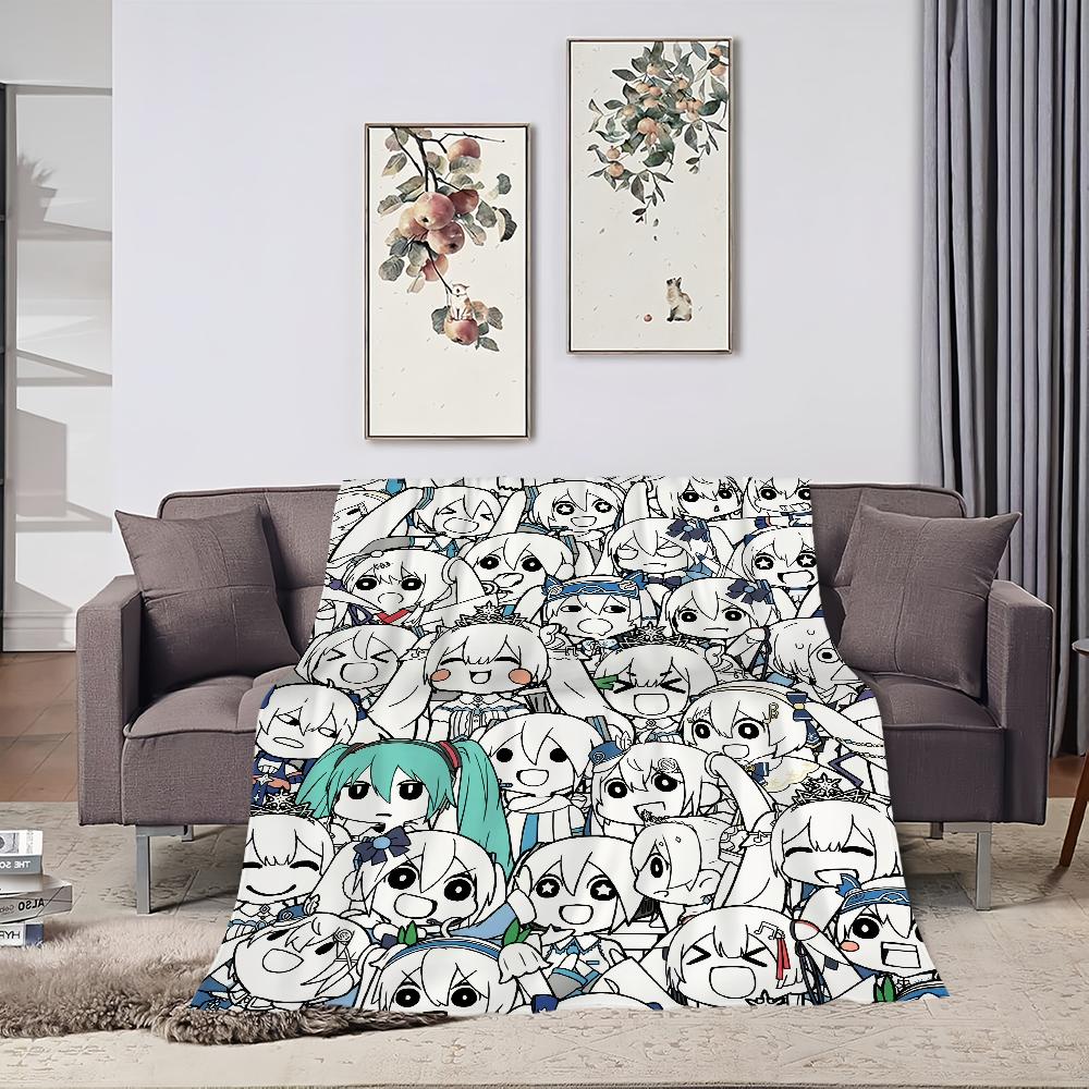 Süße H-Hatsune M-Miku Anime-Mädchen kawaii Decke Plüsch Nickerchen Sofa Teppich für Wohnzimmer Büro Schlafzimmer Geburtstag Zuhause Reise Kinder Geschenke