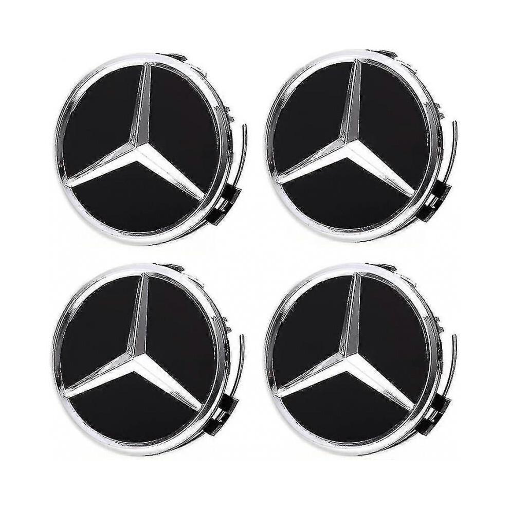 4pcs Wheel Center Caps for Mercedes Benz, 75mm/2.95inch Abs Car Wheel Center Caps Hub Cover (black)