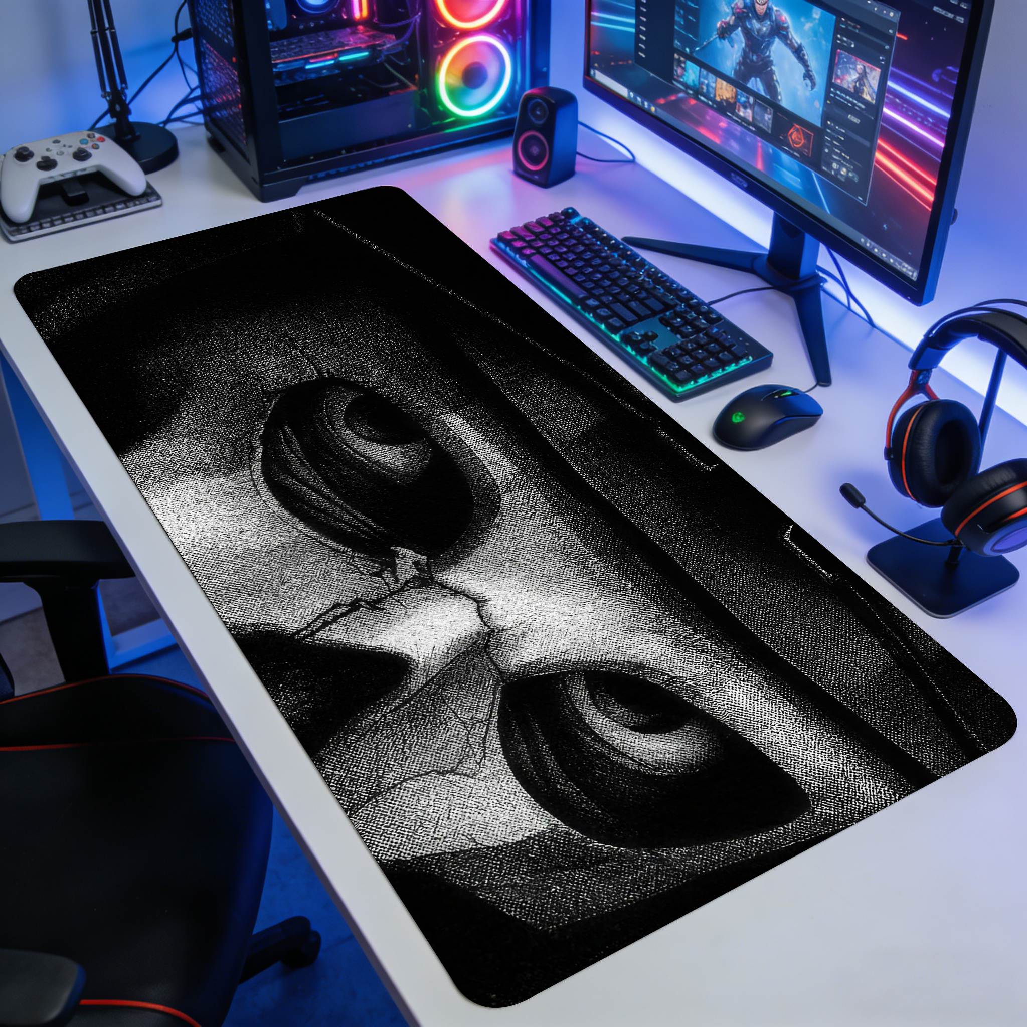 Skull Commando Mouse Pad Extra Large Gaming Mousepad with Dark Aesthetic Extended Gaming Keyboard Mat with Skull Art 300x800x2mm