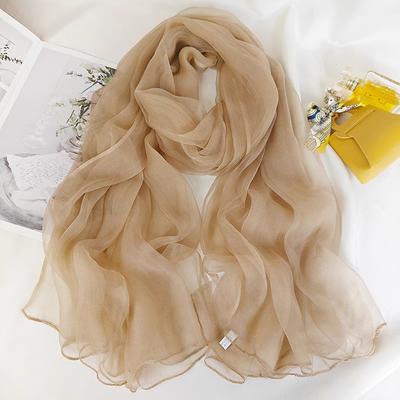 BYSIFA|Spring Khaki 100% Silk Scarf Shawl Elegant Long  Scarves Shawls Spring Fall Brand Accessories Head Scarf Cape 170*100