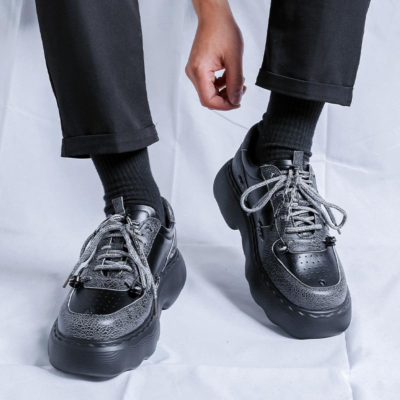 Casual Derby Thick Soled Shoes Fashion Designer Style Leisure Outdoor Party Handsome Youth Shoes for Daily Streets Versatile