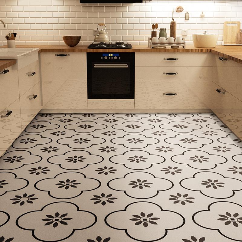 Geometric Pattern Kitchen Carpet Retro Floral PVC Carpets Plaid Ethnic Style Floor Mat Waterproof Non-slip Mats Anti-scratch Rug