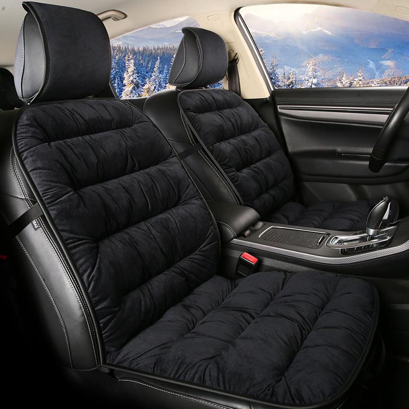 Universal Luxury Car Seat Cover Cushion Thickened Warm Plush Cotton Non-slip Seat Cover Car Winter Interior Simple Solid Color