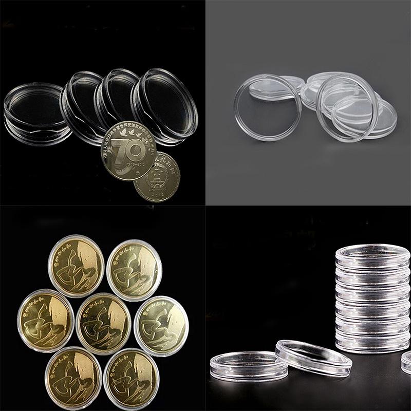 10Pcs 19Mm Clear Round Cases Coin Storage Capsules Holder Round Plastic